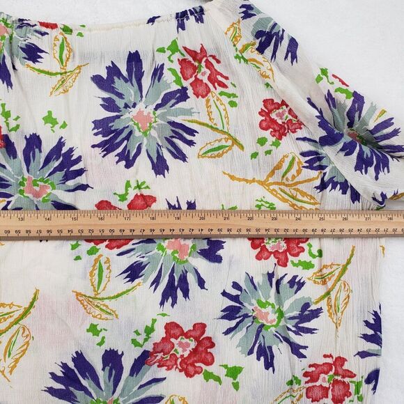 Ralph Lauren Denim & Supply Blouse Womens Large Boho Floral Tassel Peasant Top - Picture 7 of 10